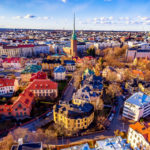 Aerial view of Colorful Helsinki-Drone