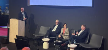 Panellists on a sustainable financing discussion during Expo Real 2025