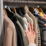 clothes hanging in a closet
